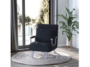 Canapé-lit 2-en-1 avec dossier ajustable 65l x 69b x 80h cm, housse amovible, oreillers, noir
