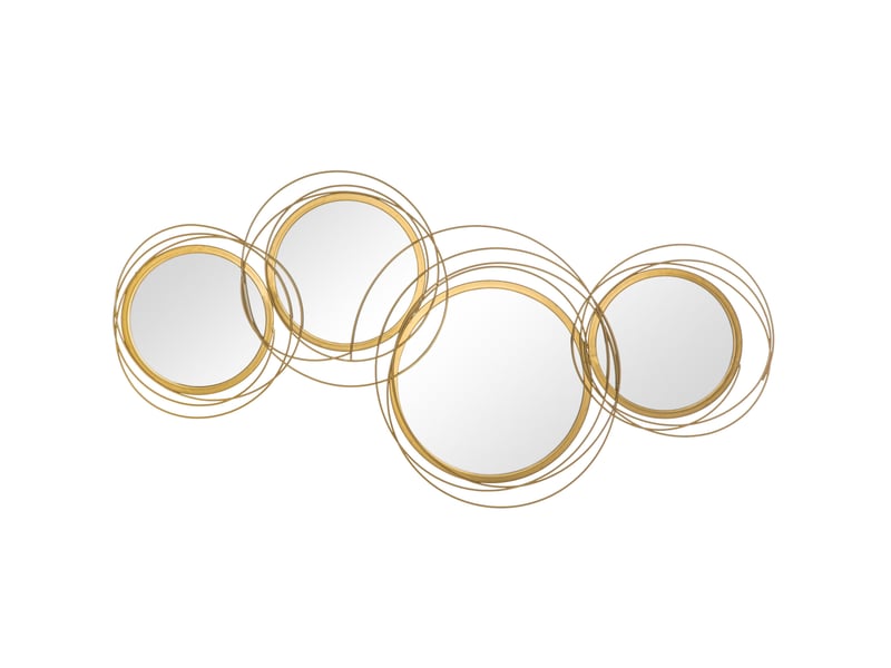  Décoration murale 4 miroirs ronds 107x56 cm – doré – cadres métalliques entrelacés pour intérieur  - Conforama A