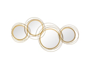 Décoration murale 4 miroirs ronds 107x56 cm – doré – cadres métalliques entrelacés pour intérieur