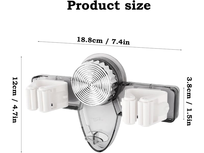  Lot de 2 supports de balai à franges ventouse, porte mural vadrouille sans perçage, organisateur outils nettoyage pour salle de bain, gris transparent CSLJY-LIEN0002535CSLJY - Conforama B