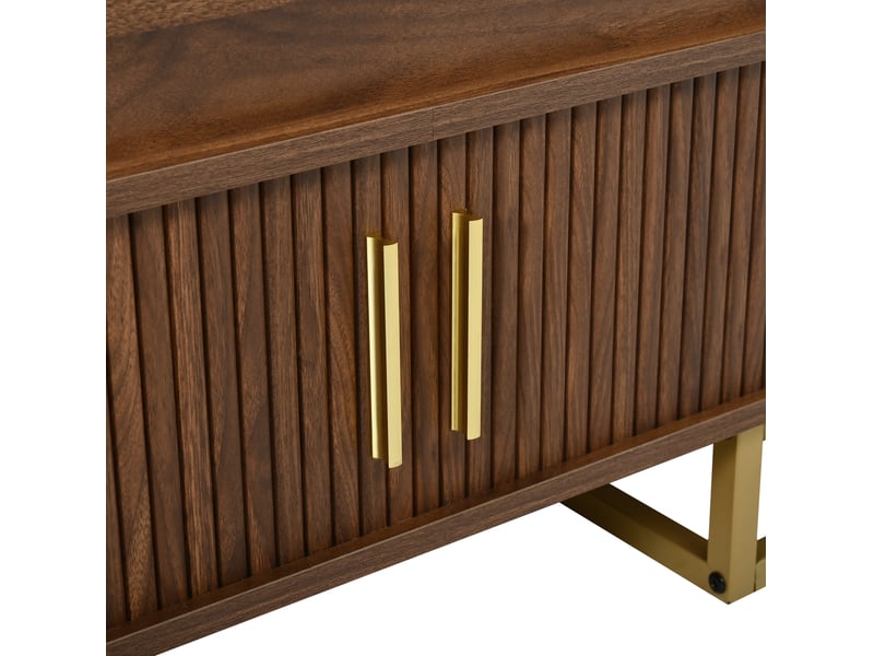  Table basse ovale relevable 100 cm en mdf bois foncé, rangements coulissants et base acier doré vintage  - Conforama D