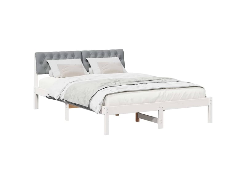  Lit double- lit adulte -  cadre de lit avec tête de lit blanc et gris clair 135 x 190 cm  - Conforama B