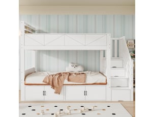 Lit superposé 2x90x200 cm <strong>WISHDOR</strong>  <strong></strong> coloris blanc