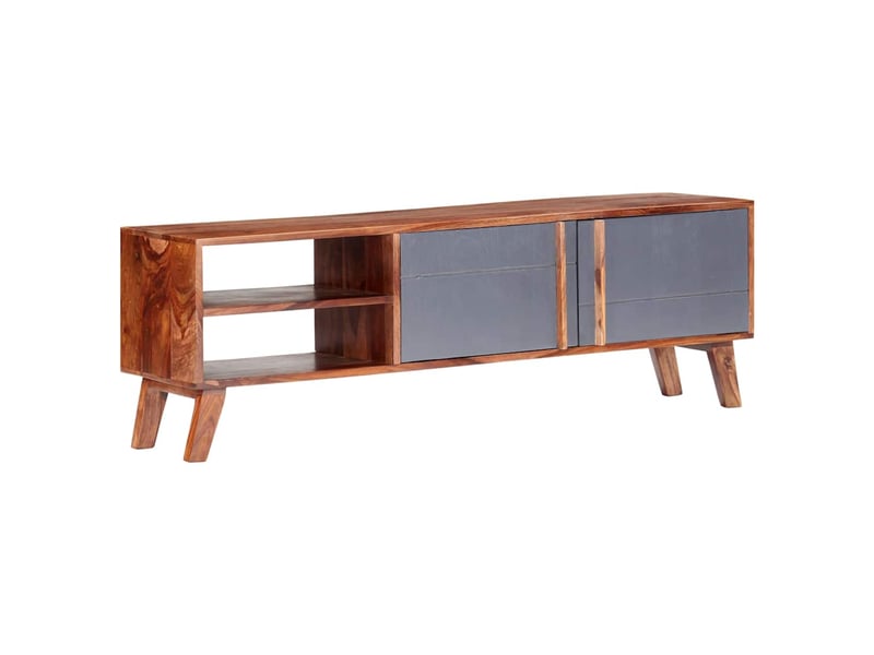  Meuble tv - banc tv - meuble de rangement gris 140x30x45 cm bois solide  - Conforama B