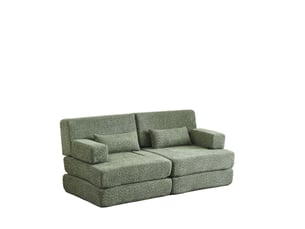 Canapé-lit convertible 2 places en chenille, canapé modulaire pliable, cadre en fer, convertible en lit d'appoint