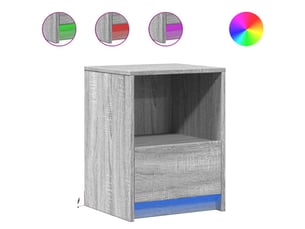 Lot de 2 tables de chevet - cabinet de chevet - table de nuit et lumières led sonoma gris