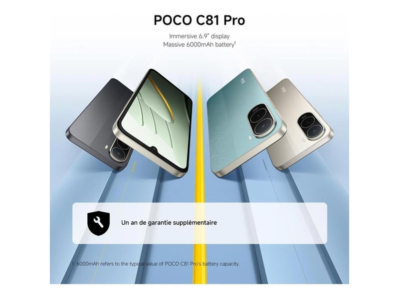  Smartphone poco c81 pro 4g 6,74 amoled 120 hz 4 go 128 go 6000 mah  - Conforama C