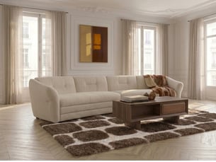Canapé droit fixe <strong>BOBOCHIC</strong> <strong>MARBLE</strong> 4 places Tissu beige