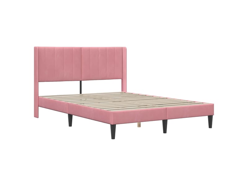 Lit double- lit adulte -  cadre de lit avec tête de lit rose 160 x 200 cm velours  - Conforama B
