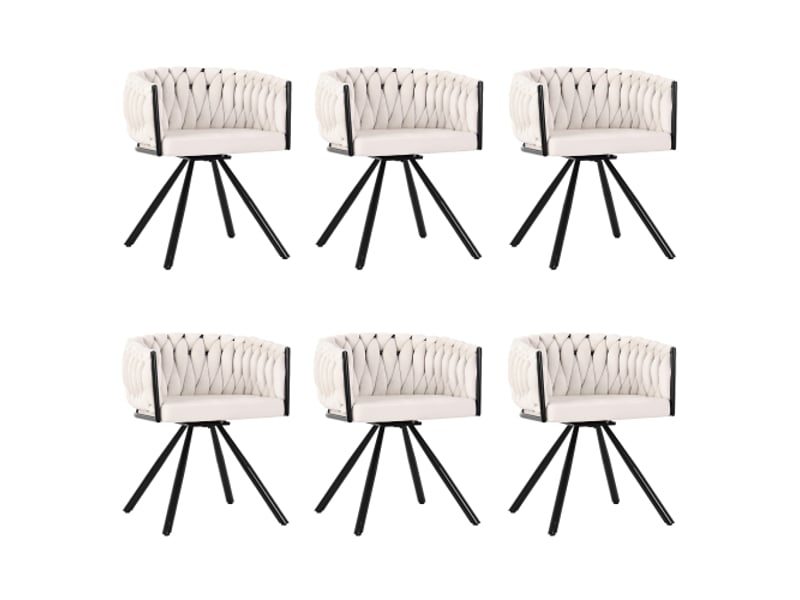 Lot de 6 chaises de salle à manger en velours, fauteuils pivotants avec 4 pieds de support en métal, beige - Conforama A