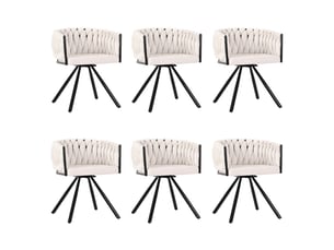 Lot de 6 chaises de salle à manger en velours, fauteuils pivotants avec 4 pieds de support en métal, beige