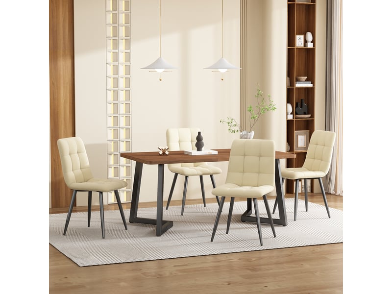 Table à manger rectangulaire effet noyer 117 x 68 cm, pieds en métal noir, style moderne - Conforama B
