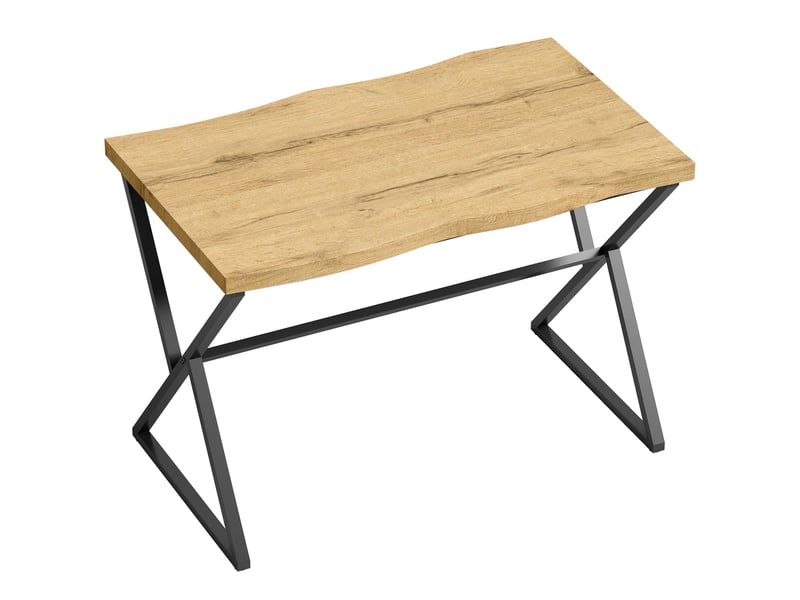 Table à manger pour 2 personnes, table de cuisine, style moderne avec plateau épais, 110 x 67 x 75,5 cm, noir et chêne - Conforama B