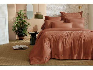 Housse de couette 240 x 220 cm + 2 taies 65 x 65 cm 100% percale de coton 120 fils perrine tomette
