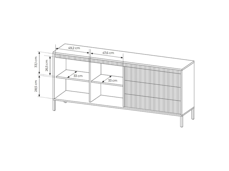  Buffet hatone, bahut 3 tiroirs, 187x40x81h cm beige Hatone - Conforama C