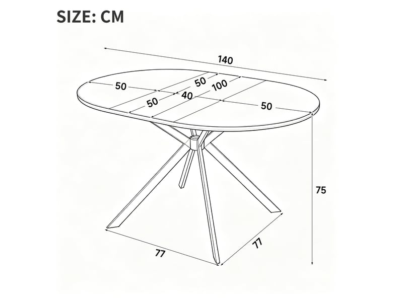  Table extensible pour 4 à 6 personnes avec rallonge, plateau rond ou ovale, pieds en métal, blanc pour salle à manger  - Conforama C
