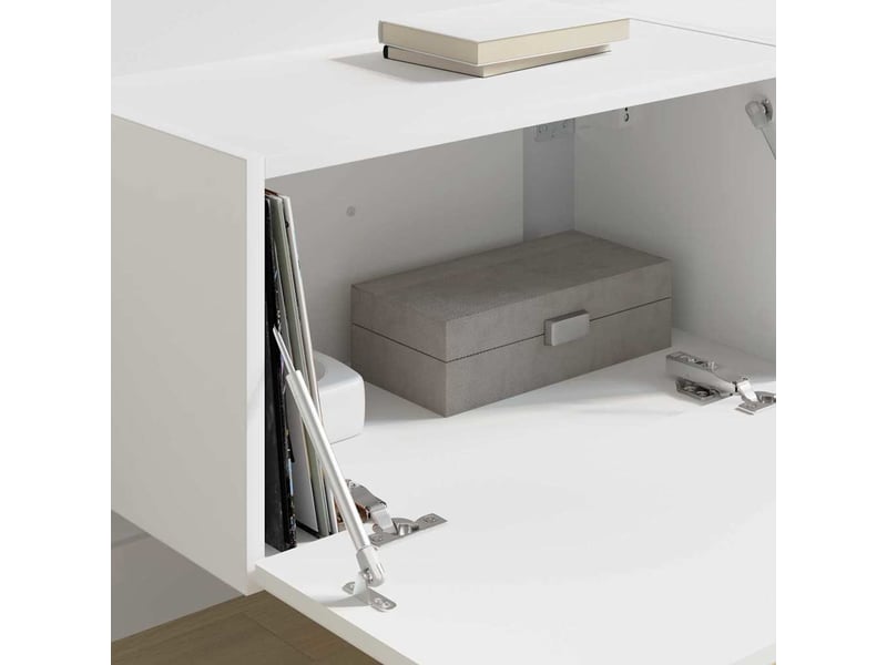  Meuble tv - banc tv - meuble de rangement mural 2 pcs blanc bois d'ingénierie  - Conforama D