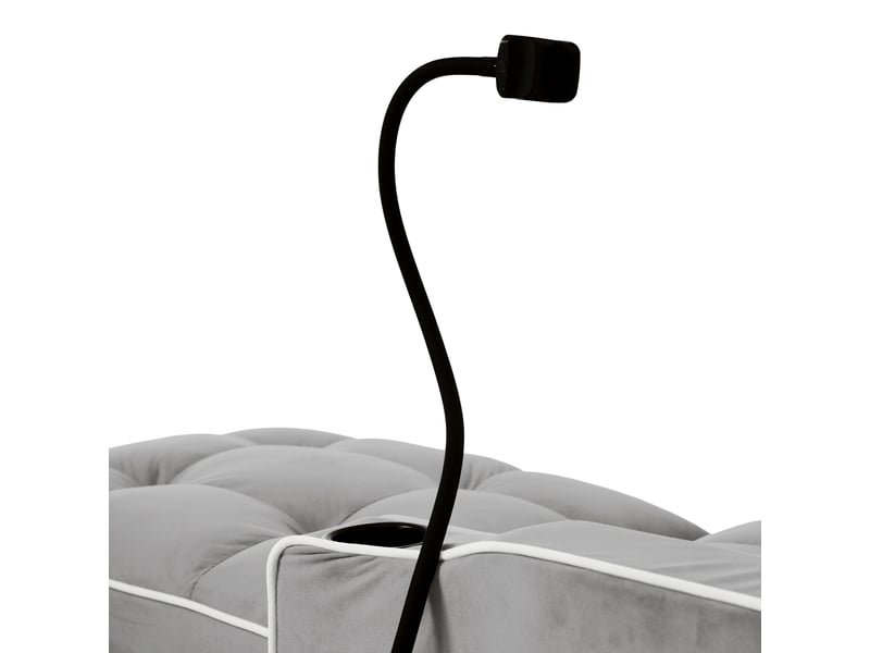Fauteuil convertible 1 place, canapé-lit 3 en 1 en velours gris, dossier inclinable avec porte-gobelets et support téléphone, 83x167x76cm. - Conforama R