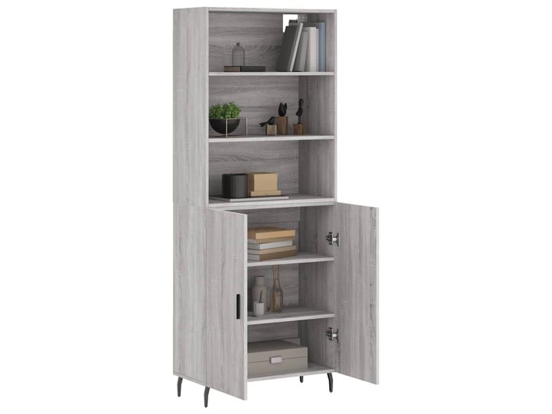  Buffet haut - bahut - meuble de rangement sonoma gris 69,5x34x180 cm bois d'ingénierie  - Conforama C