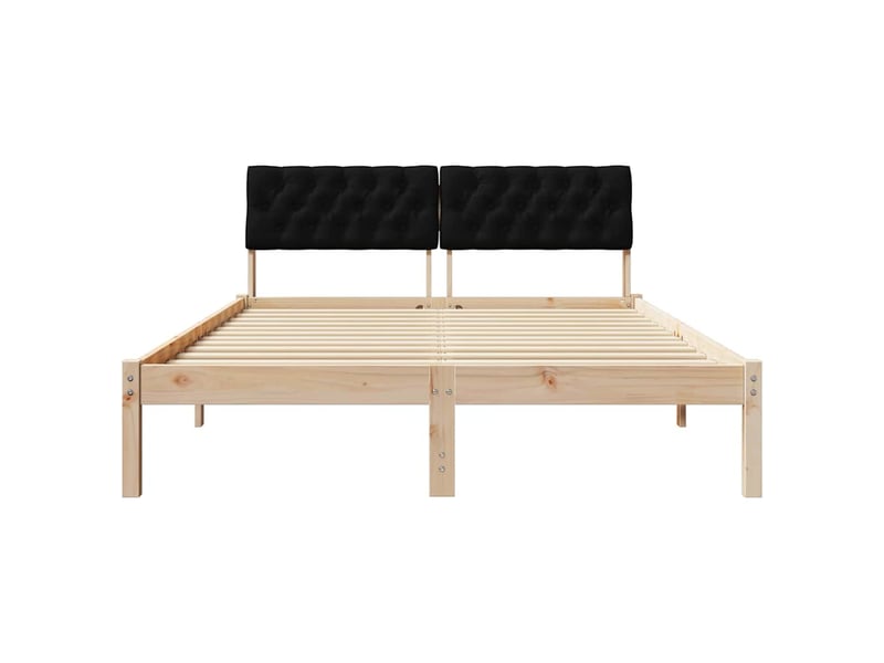  Lit double- lit adulte -  cadre de lit marron et noir 135 x 190 cm bois massif en pin  - Conforama D