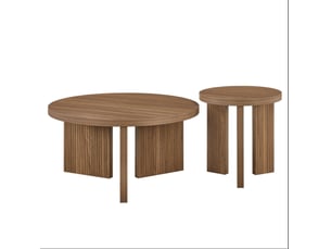 Set 2 tables basses rondes à structure rainurée - élégantes et fonctionnelles - salonbureau