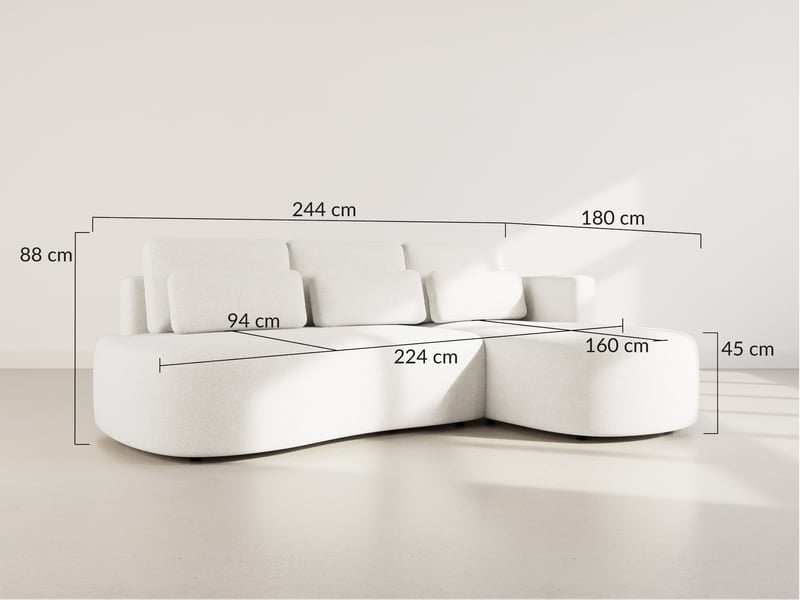  Mahina - canapé d'angle droit 4 places convertible avec coffre en tissu texturé - lisa design - terracotta MAHINA - Conforama C