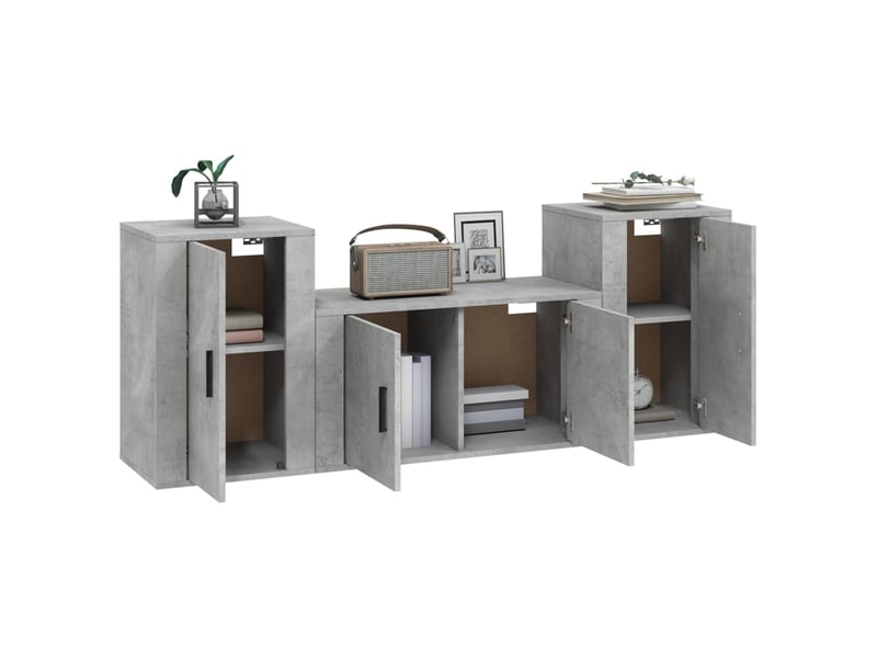  Ensemble de meubles tv 3 pcs gris béton bois d'ingénierie shl96665  - Conforama C
