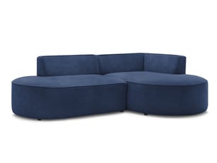 Canapé d'angle droit fixe BOBOCHIC ROUSSEAU 4 places Tissu Bleu foncé