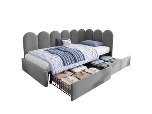 Lit gigogne 90x200 cm <strong>OOIILLEE</strong>  <strong>Luxe haut de gamme</strong> coloris gris