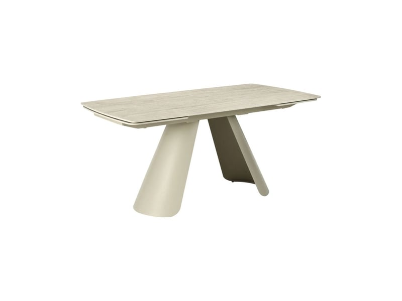  Table de salle à manger extensible covy 160 à 240 cm en céramique champagne et métal – 6 places  - Conforama A