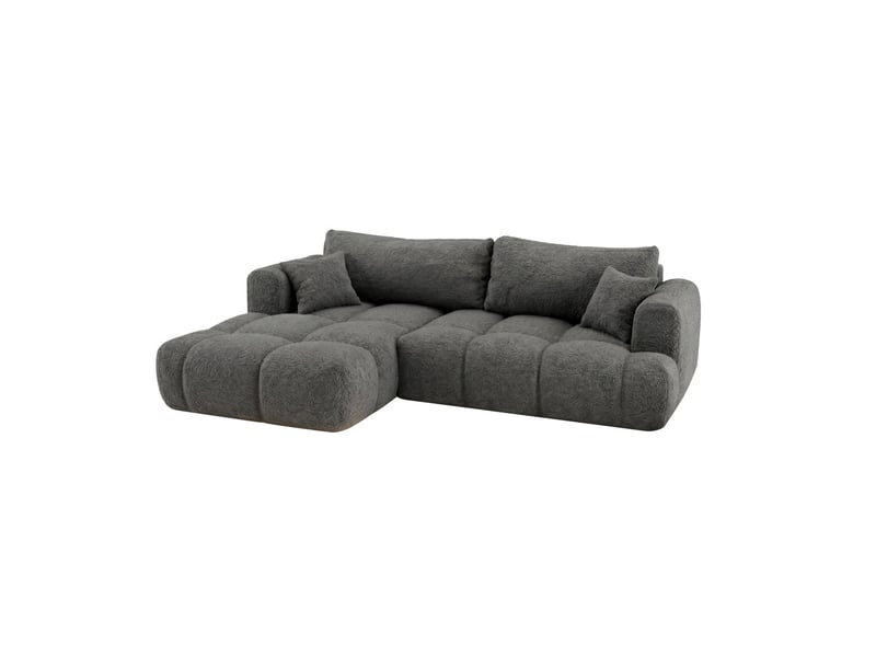 Canapé nuage angle droit en bouclette et pin massif gris - elina - morphea Elina droite - Conforama A