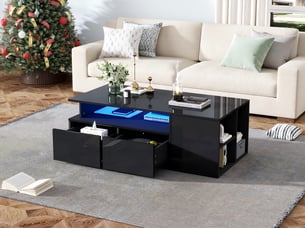 Table basse rectangulaire coloris noir OKWISH - 50 cmx100 cm