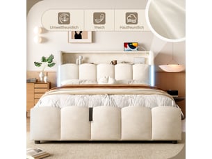 Lit coffre 140x200 cm <strong>STILVORA</strong> <strong></strong> coloris beige
