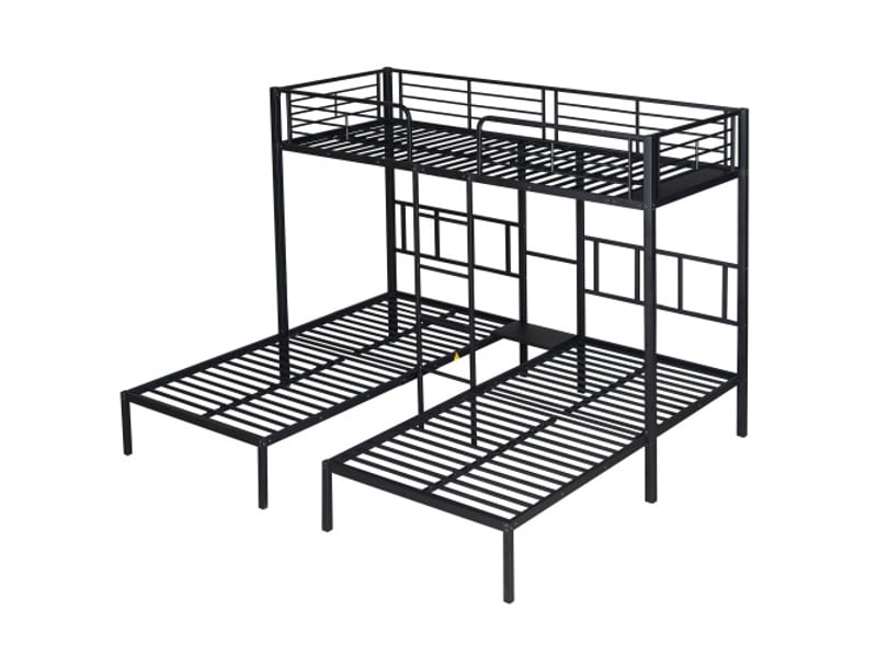  Lit superpose avec rangement lit superpose avec rangement en fer pour enfants et adolescents avec échelle, barrières anti‑chute et table intégrée,noir  - Conforama A