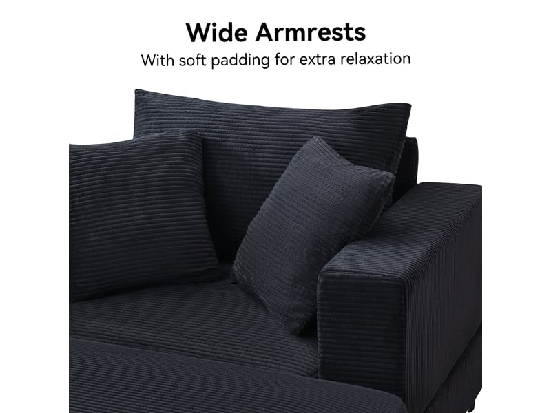  Chaise longue noire avec repose-pieds et rangement, fauteuil lounge moderne avec trois coussins pour salon ou chambre  - Conforama R