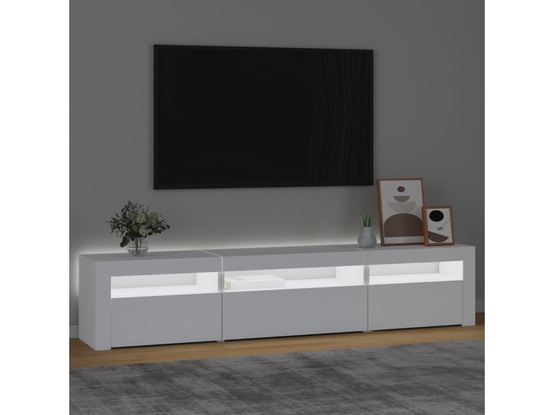  Meuble tv - banc tv - meuble de rangement avec lumières led blanc 195x35x40 cm  - Conforama C