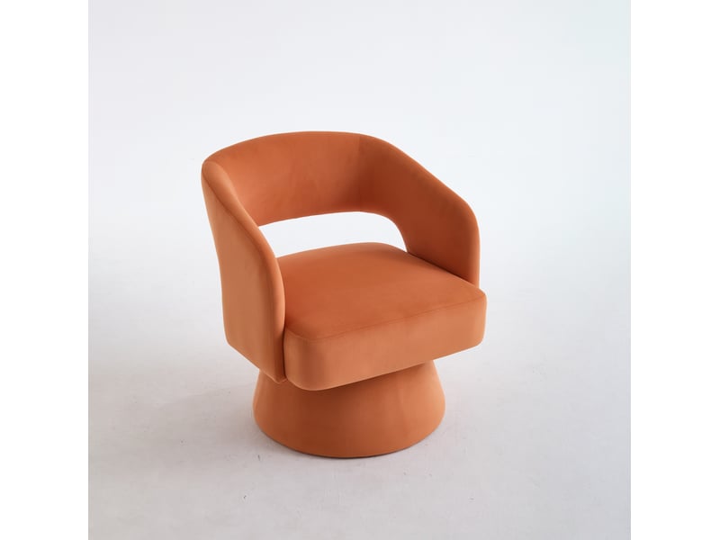  Fauteuil pivotant design en tissu orange, 1 place, assise confortable pour salon, chambre ou bureau  - Conforama D