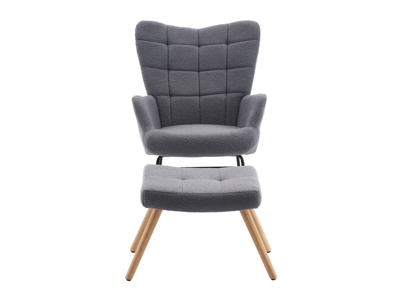 Fauteuil à bascule avec repose-pieds indépendant en tissu sherpa gris cravdom - Conforama A