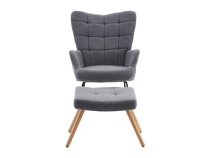 Fauteuil à bascule avec repose-pieds indépendant en tissu sherpa gris cravdom