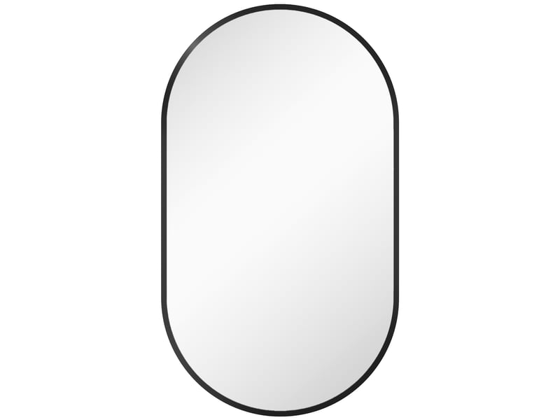  Miroir de salle de bain ovale mural avec cadre en aluminium, vertical ou horizontal, 40 x 70 cm, noir  - Conforama B