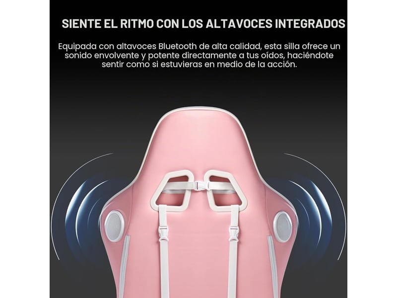 Gtplayer chaise de jeu ergonomique avec bluetooth et repose-pieds 200 kg - rose GT890MF-PK - Conforama E