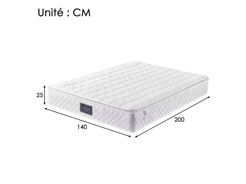  Matelas 140x200 ressorts ensachés 7 zones h3 ferme, épaisseur 25 cm, mousse à froid, anti-acariens, oeko-tex  - Conforama C