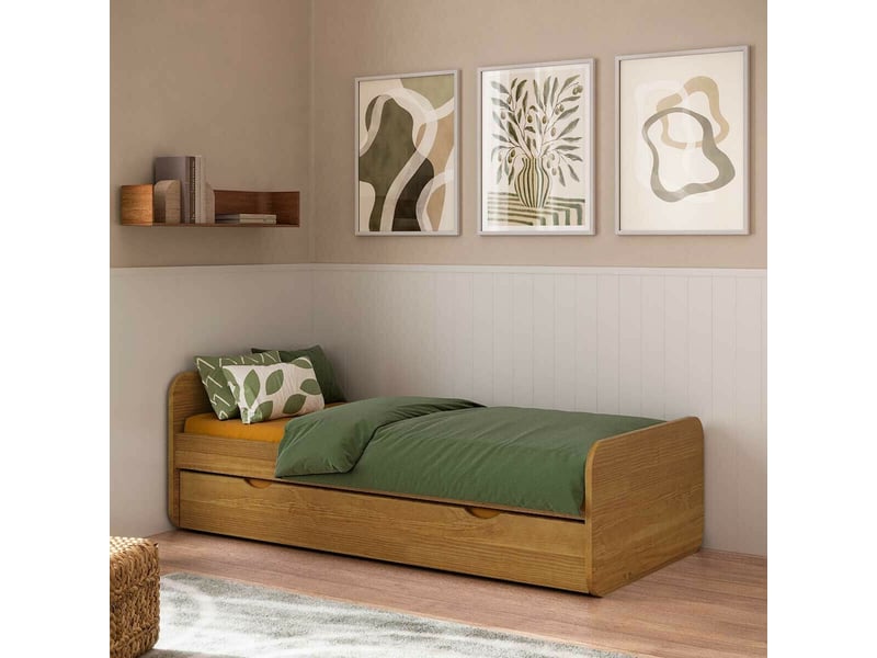 Lit gigogne 90x190 cm lupin noisette Lupin - Conforama C