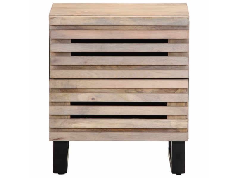  Lot de 2 tables de chevet - cabinet de chevet - table de nuit 40x34x46 cm bois manguier massif blanchi  - Conforama C