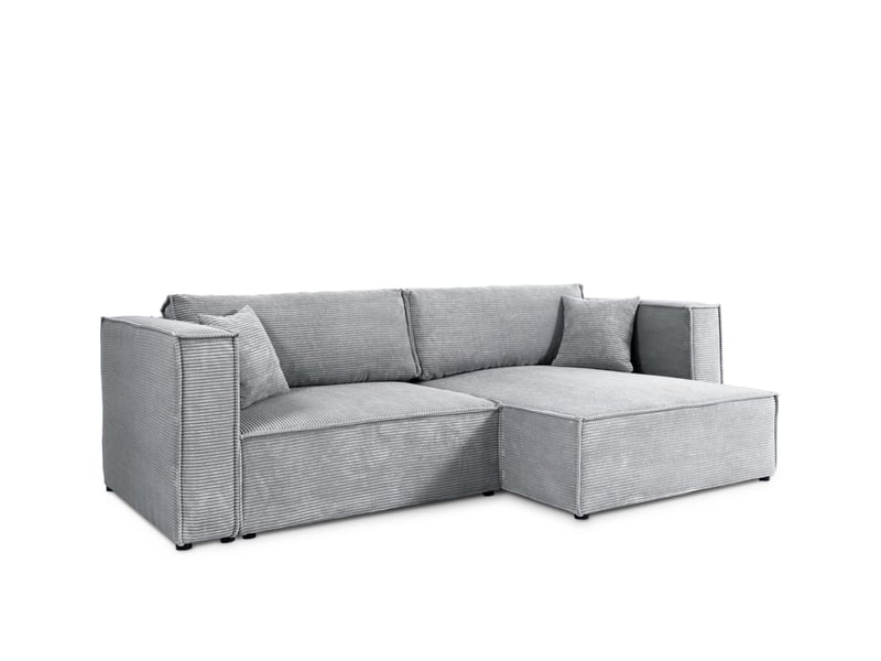 Canapé d'angle convertible en velours côtelé keymon gris (poso 55)  - Conforama A