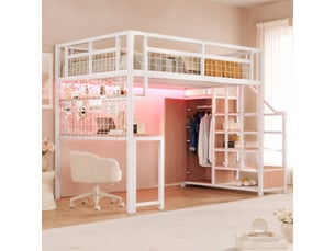 Lit mezzanine 140x200 cm <strong>MODENUIT </strong> <strong></strong> coloris blanc