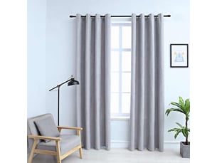 Lot de 2 rideaux occultants, rideaux black-out avec anneaux en métal gris 140x175 cm cf44840