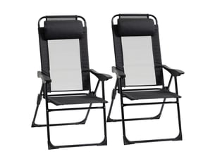 Lot de 2 chaises de jardin pliantes,avec dossier réglable,acier,noires