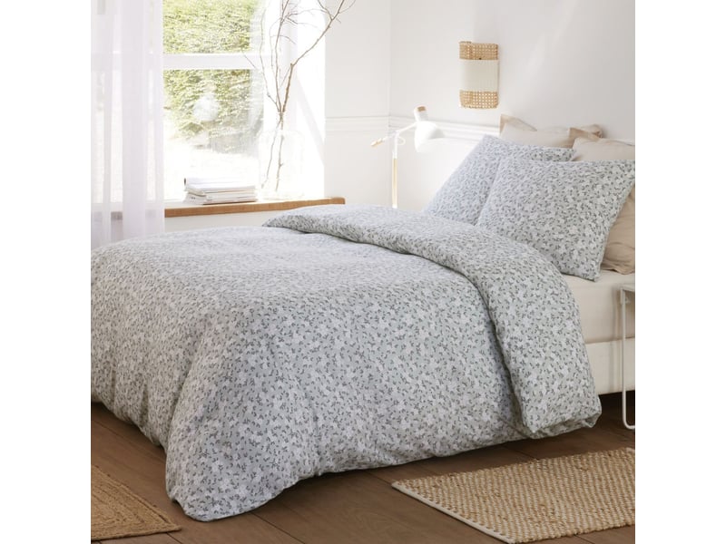  Parure housse de couette 260x240cm + 2 taies motif liberty céladon 100% gaze de coton - elma ELMA - Conforama B