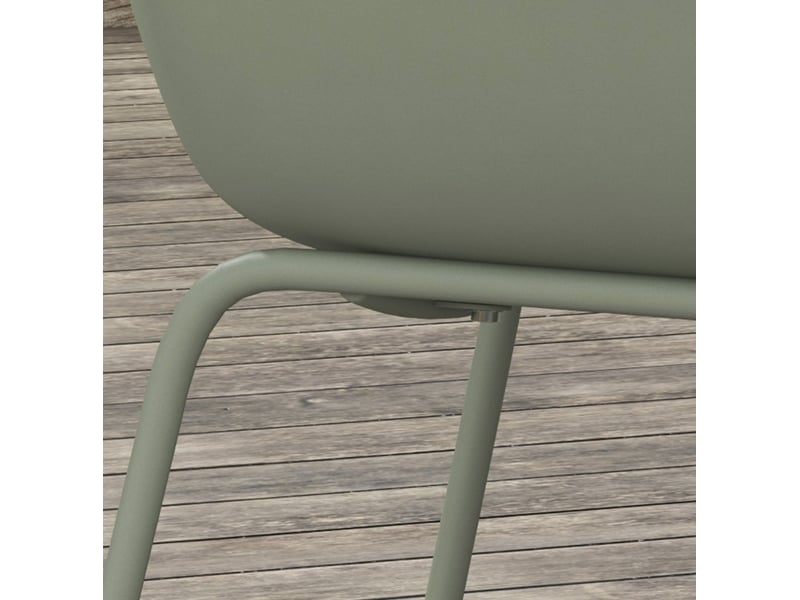 Lot de 4 chaises de jardin 59x55x84 cm avec dossier et accoudoirs résistant aux intempéries métal vert  - Conforama D